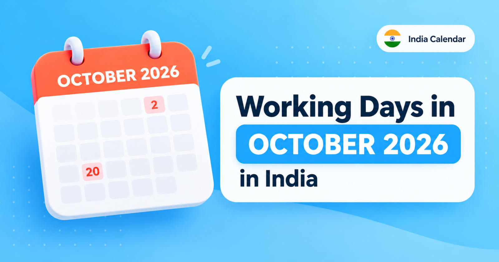 Working Days in October 2026 in India